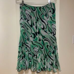 Cato Green and Black Swirl A-Line Skirt